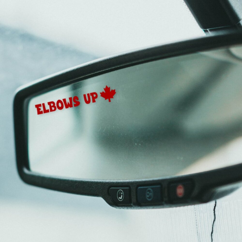Elbows Up Canadian Car Mirror Decal/Sticker